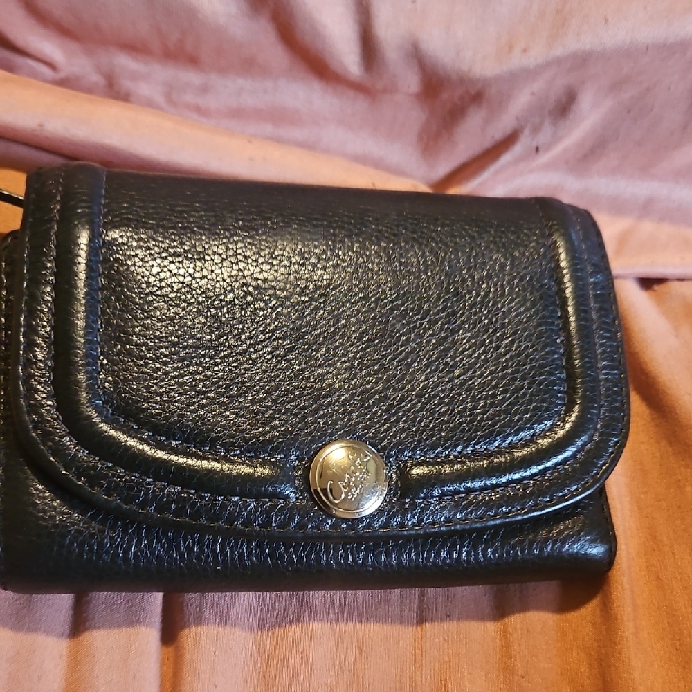 Black Leather Wallet with Gold Accent